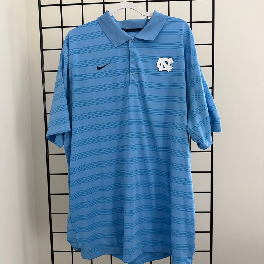 Nike Men's Light Blue Striped Polo Shirt